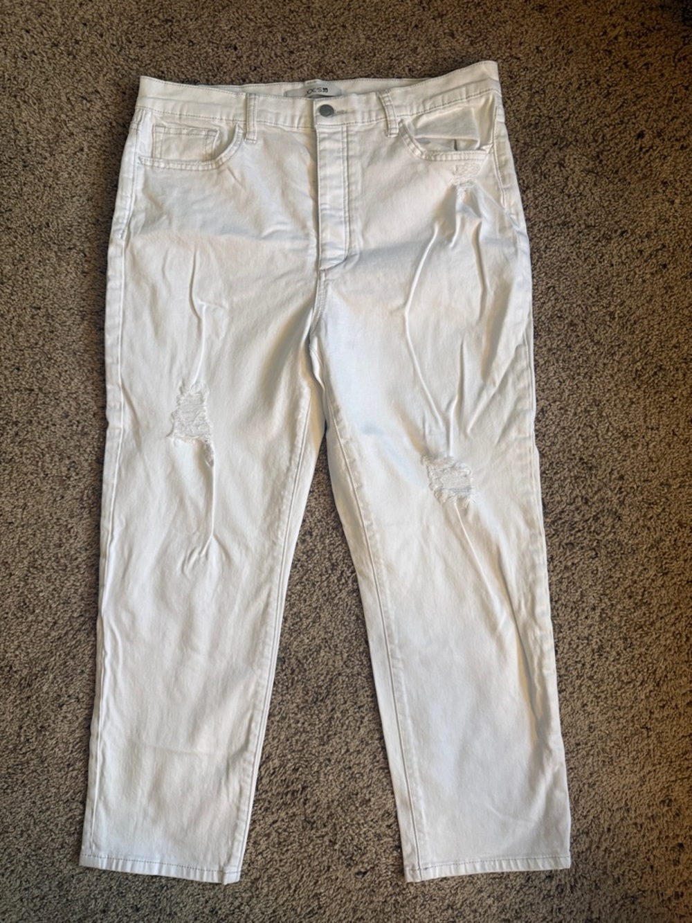 Joe's The OG White Distressed Straight Leg Jeans
